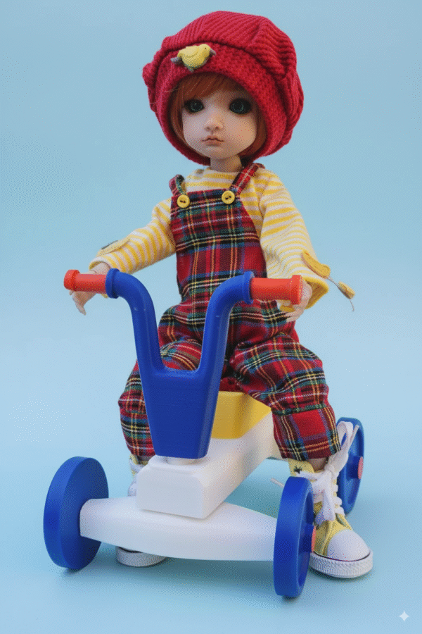 79db21b1-26de-4f11-9493-de965d23d909 Retro style bike toy for dolls of 6" 10" 12" scale dolls 1/6, 1/8 Printed 3D