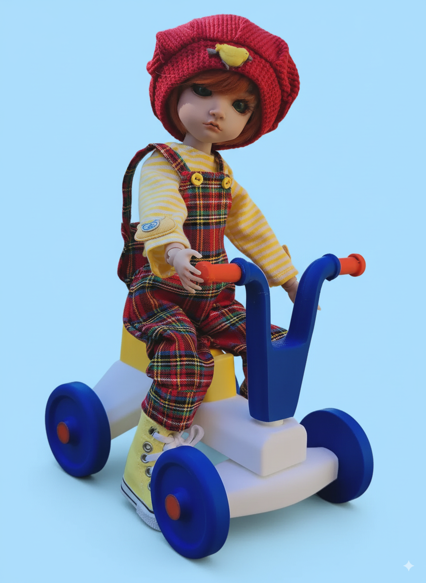 7ee69173-dd57-4ce1-840c-b6f9e00dc0bb Retro style bike toy for dolls of 6" 10" 12" scale dolls 1/6, 1/8 Printed 3D
