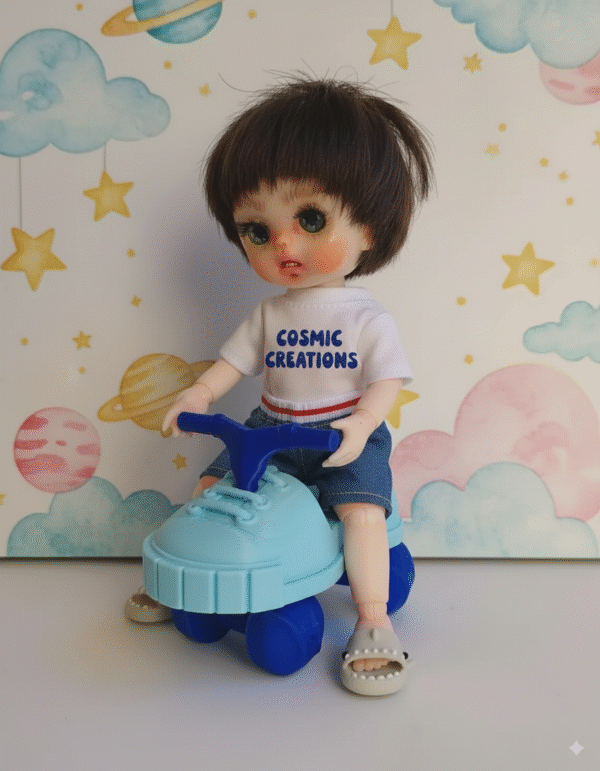 bb6d66cd-2cf5-4140-83bf-7fb28492f2c6 Retro style shoe bike toy for dolls of 6" 10" 12" push shoe toy for dolls,3d Printed