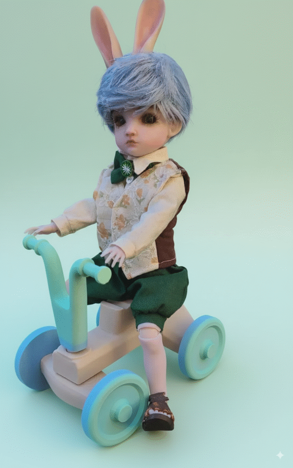 e8457475-6d80-4eee-afd5-0d95b3eda55b Retro style bike toy for dolls of 6" 10" 12" scale dolls 1/6, 1/8 Printed 3D